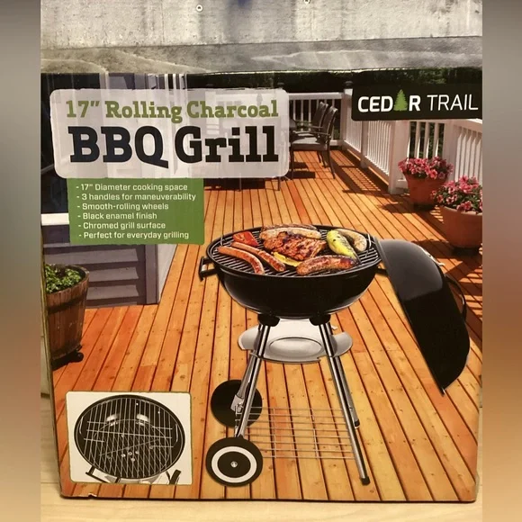 Cedar Trail 17” Rolling Charcoal BBQ Grill - Picture 9 of 10